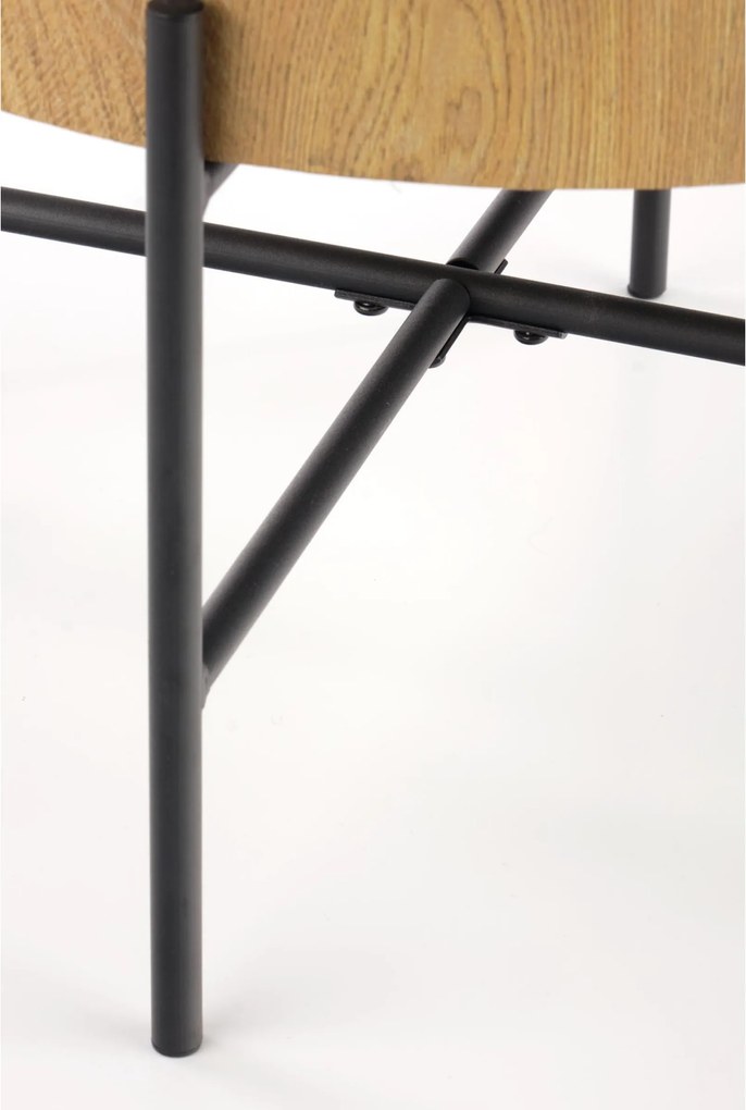 Liviano kerek dohányzóasztal 45 cm fém lábakkal - natúr tölgy / fekete