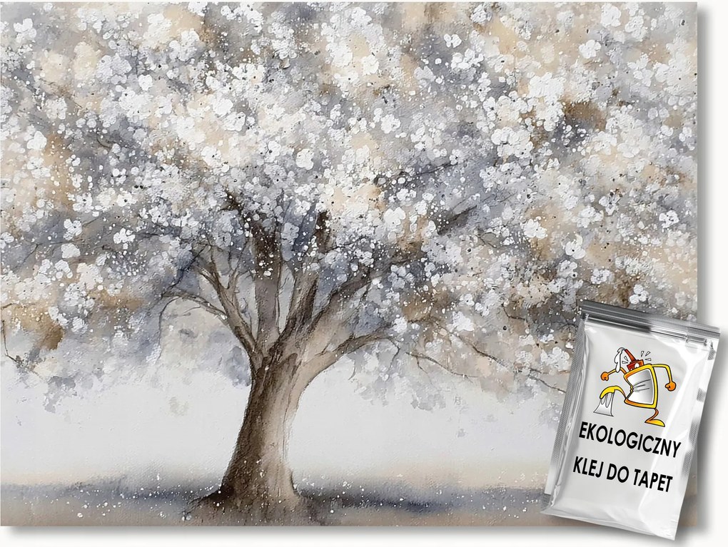 Fotótapéta Flizelina Természet Fa Virágok Bézs Szürke Boho 152,5x104 ragasztó