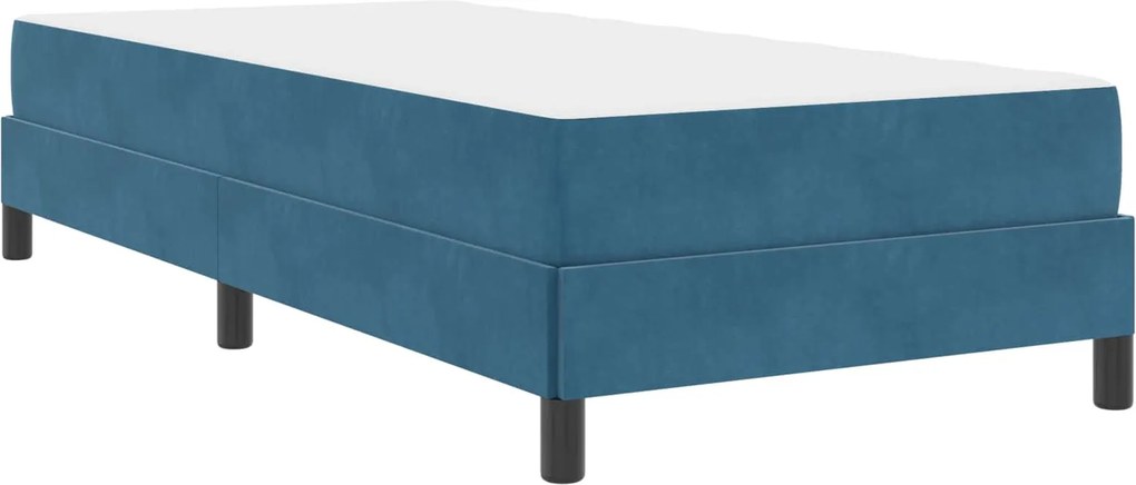 vidaXL Boxrugós ágy matracmal Sötét kék 90 x 200 cm szövet