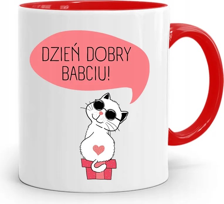 Piros Bögre Nagymamáknak Jó Reggelt Nagymama Nyomtatott Fotóval