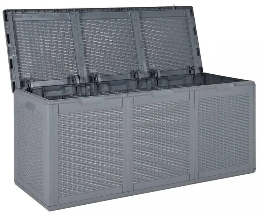 szürke PP rattan kerti tárolóláda 270 L