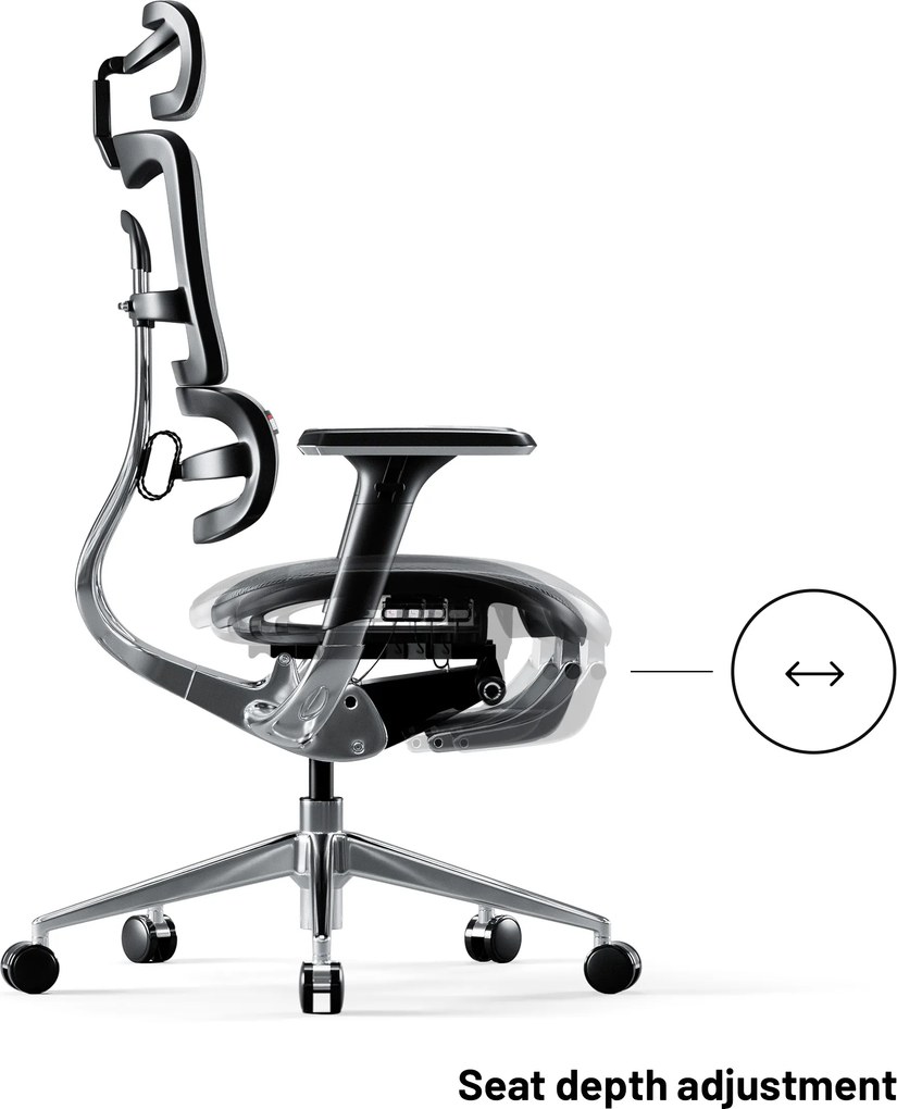 Ergonomikus irodai szék lábtartóval Normal Size, fekete-szürke: Diablo V-Master