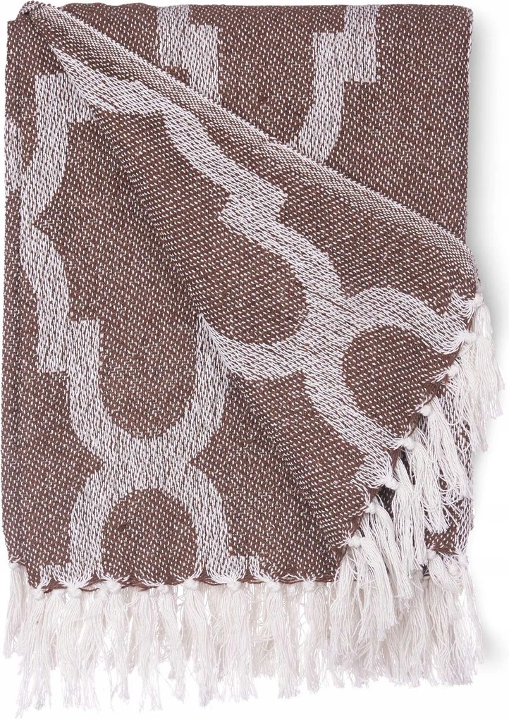 Pamut Ágytakaró 125 X 150 CM Barna Jacquard Kézi Mosás