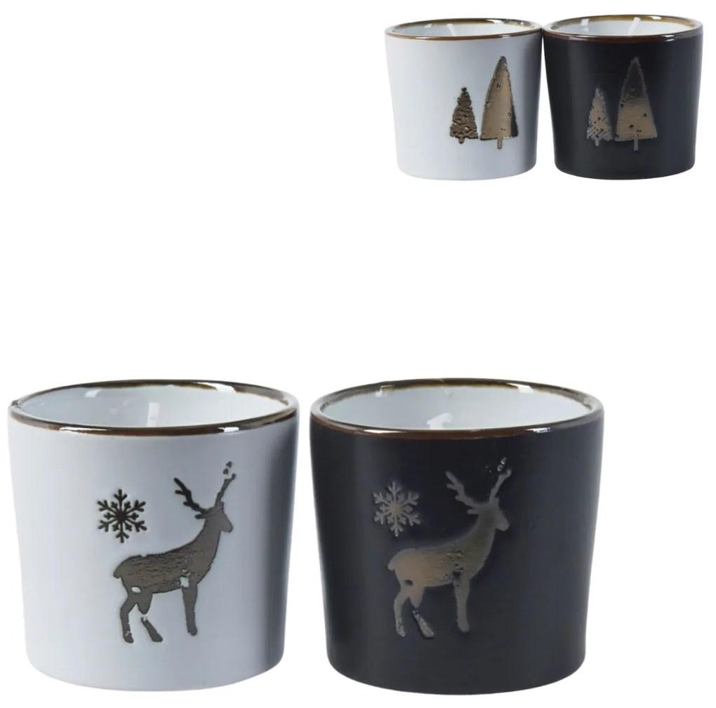 Karácsonyi gyertya kerámia tartóban SNOWLIGHT 6 cm - több változatban