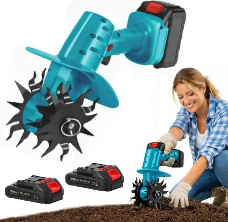 Kézi kerti kultivátor talajlazításhoz - 2 db akkumulátor