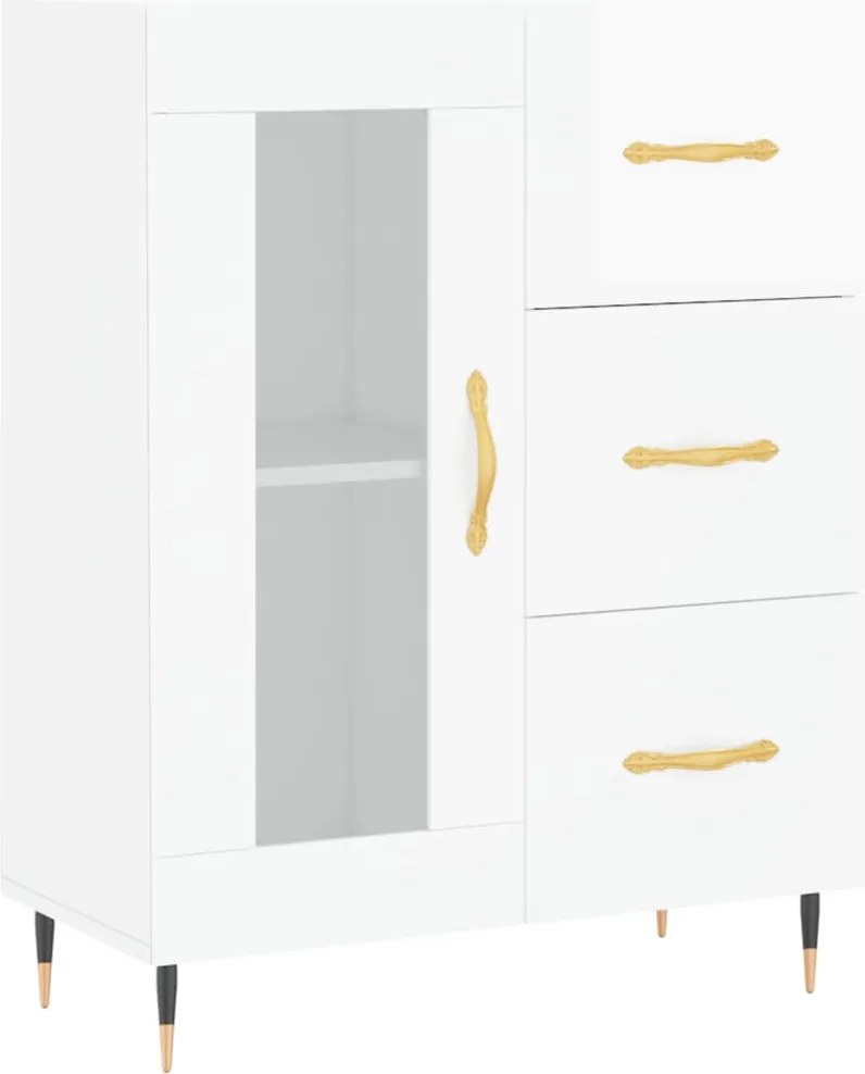 vidaXL magasfényű fehér szerelt fa tálalószekrény 69,5 x 34 x 90 cm