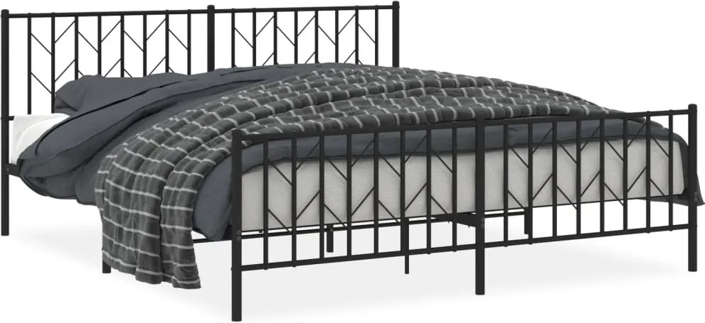 vidaXL fekete fém ágykeret fej- és lábtámlával 183 x 213 cm