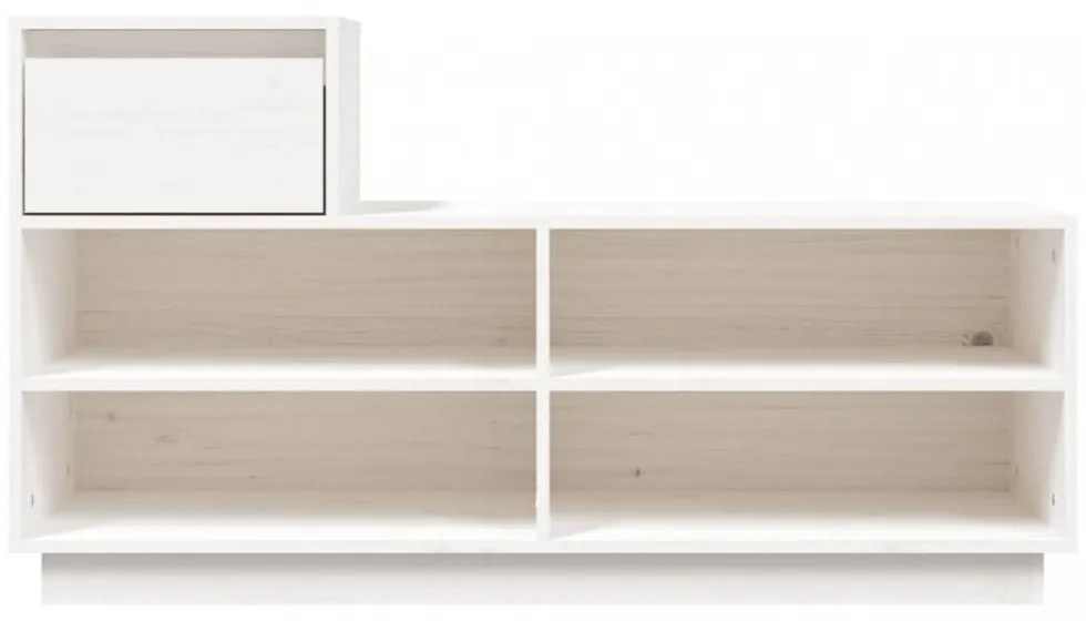 fehér tömör fenyőfa cipőszekrény 110 x 34 x 61 cm