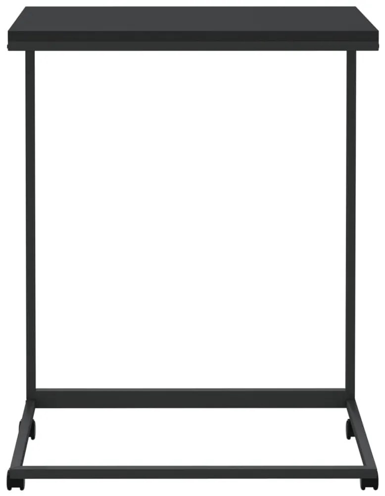 Fekete szerelt fa kisasztal kerekekkel 55x35x70 cm