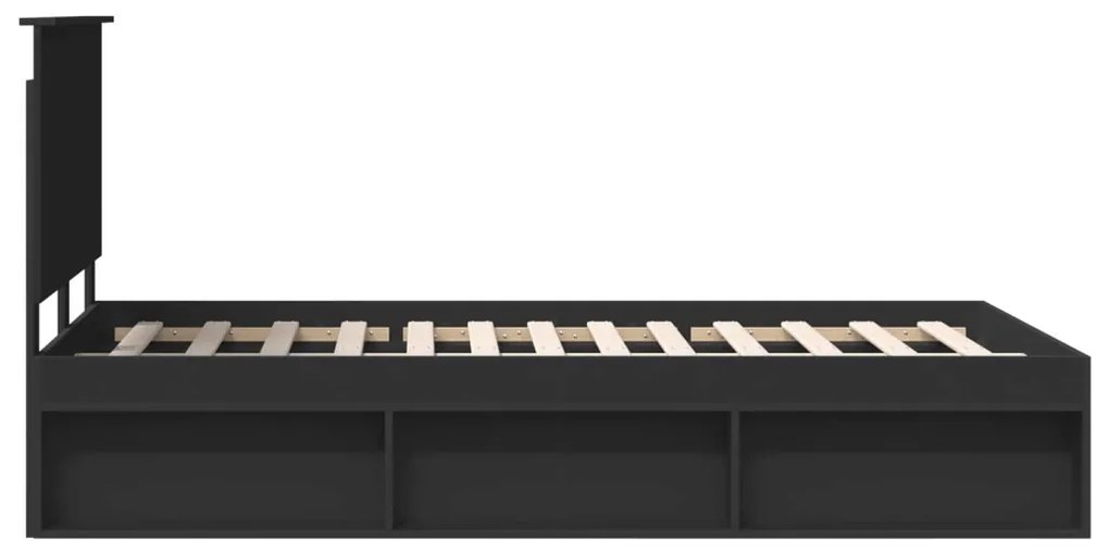 vidaXL Ágykeret fejtámlával Fekete 120 x 200 cm Tömör fenyőfa