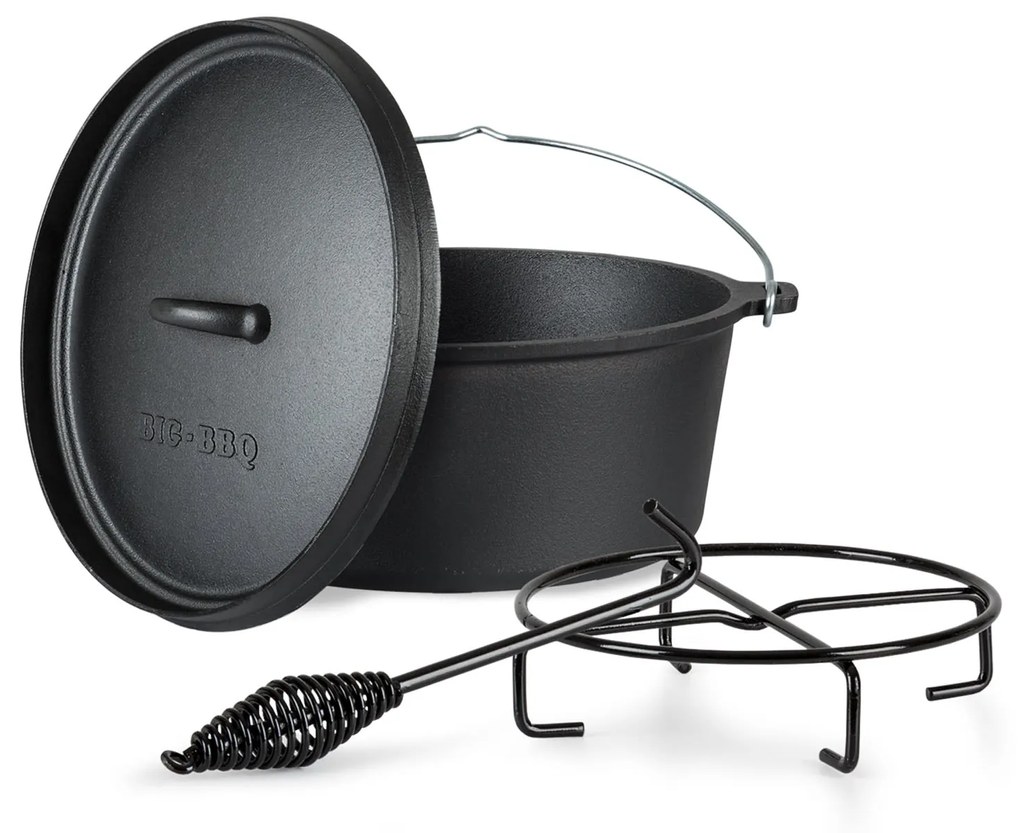 Klarstein Galloway, öntöttvas edény, 7.6 barbecue edény, öntöttvas, hőkezelt, L/7,2 l méret