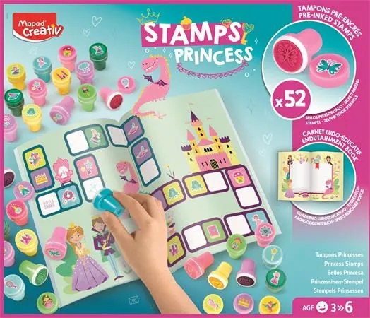 Nyomdázó készlet, foglalkoztató füzettel, hercegnő, MAPED CREATIV Stamps (IMAC907072)