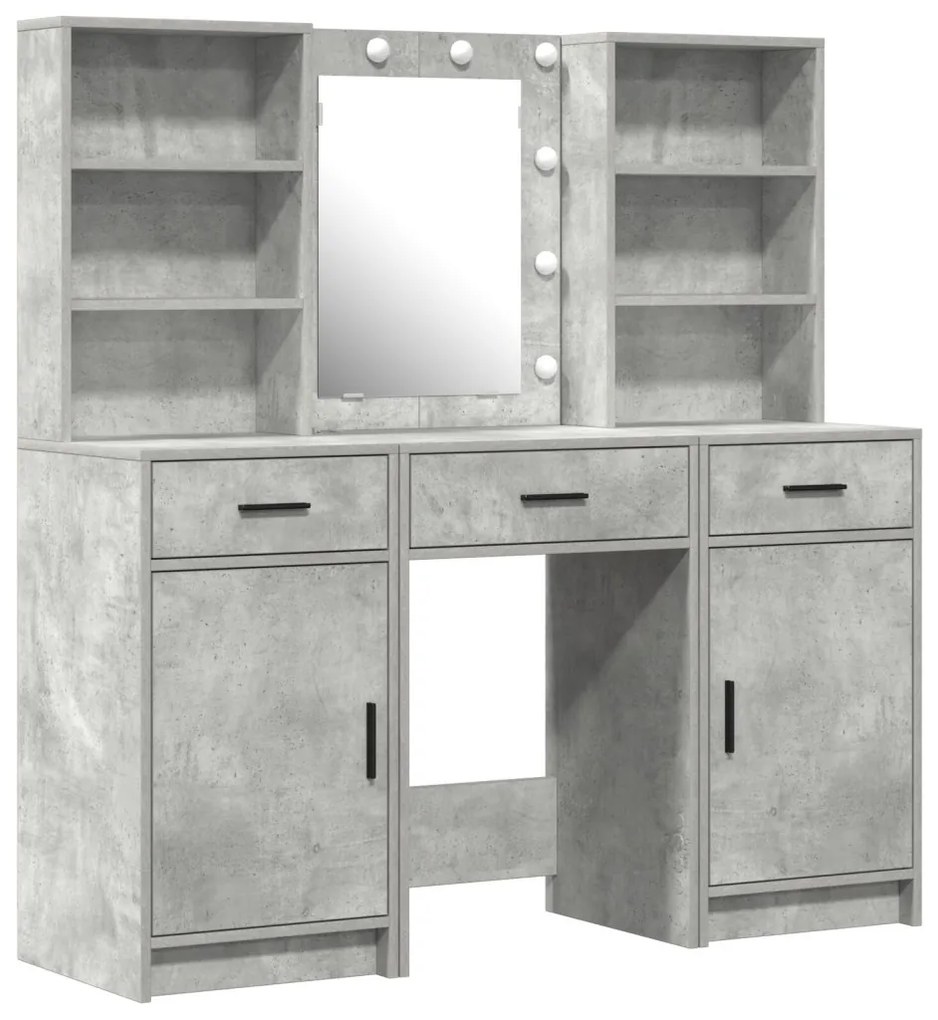 Sminkasztal Készlet 3 pcs Beton Szürke 50 x 41 x 135 cm Faanyag
