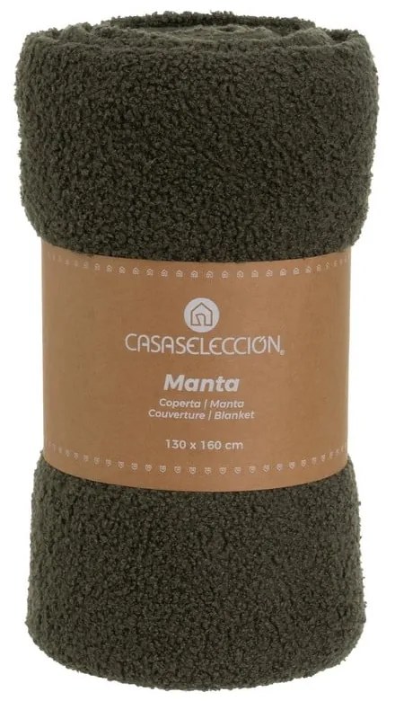 Zöld sherpa takaró 130x160 cm Sherpa Bouclé – Casa Selección