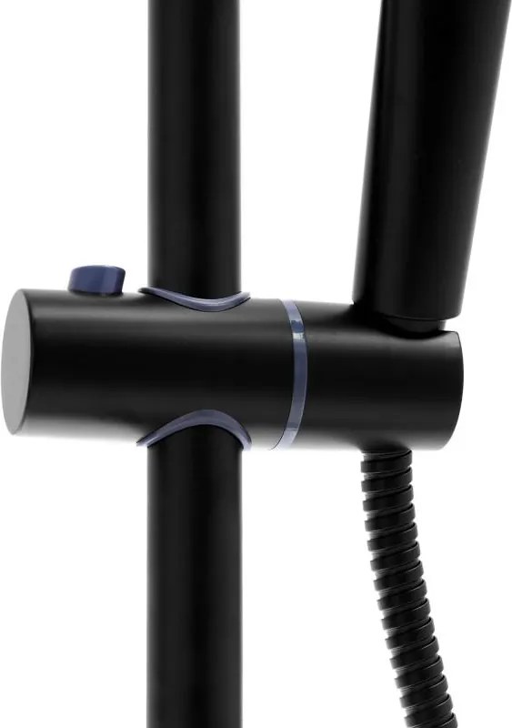 Erga Bergen Therm, zuhanygarnitúra termosztatikus csapteleppel és esőfejjel 25cm, fekete matt, ERG-YKA-BP.BERGEN-THERM-25-BLK