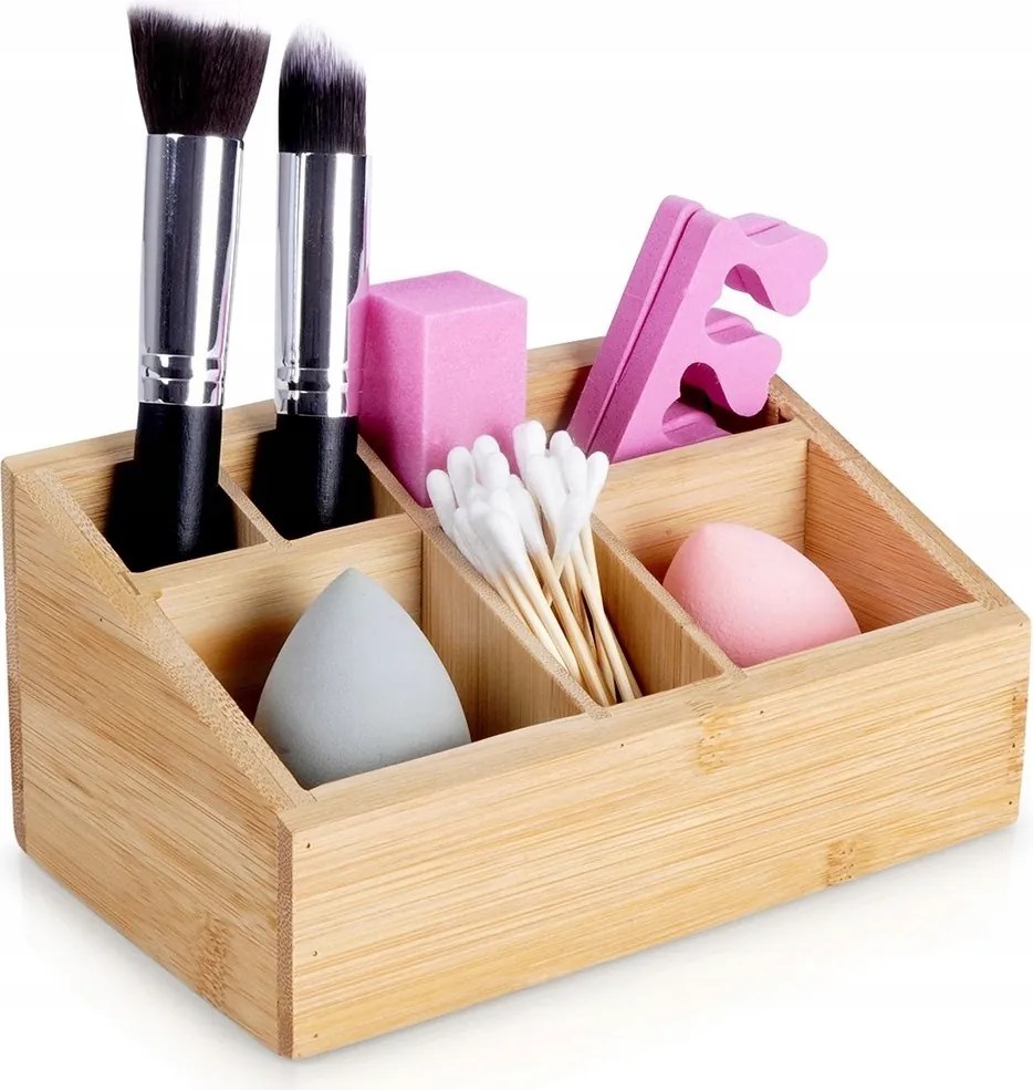 Bambusz rendszerező doboz kozmetikai tároló smink kiegészítők