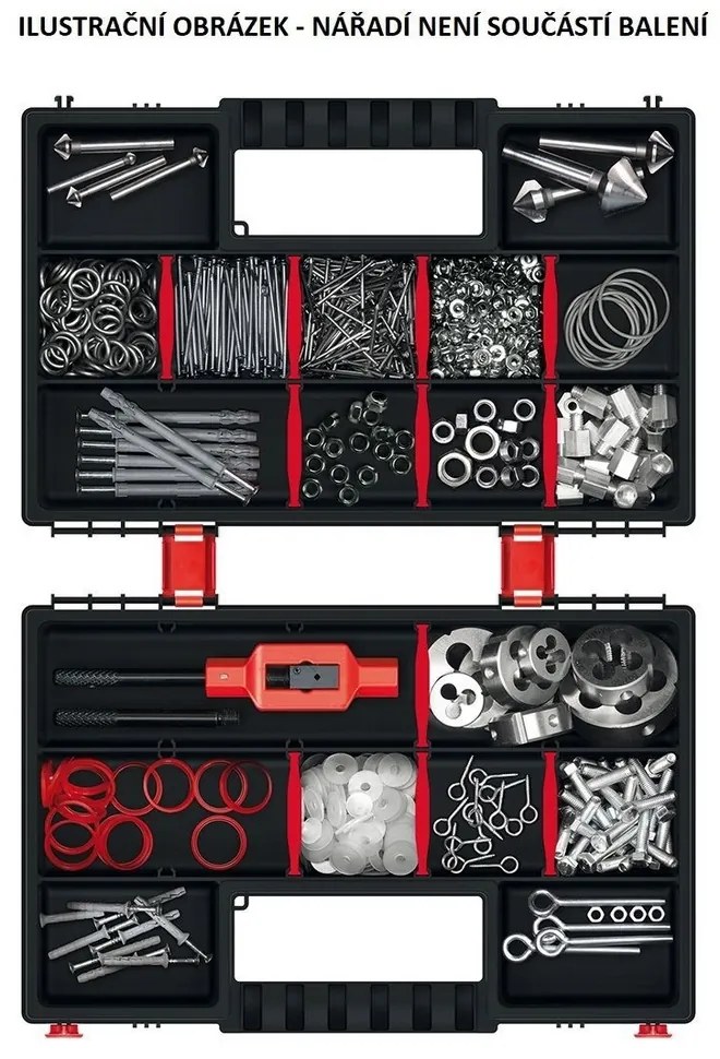 Két tokrendező 28,7 x 18,6 x 10 cm, elválasztók, szürke