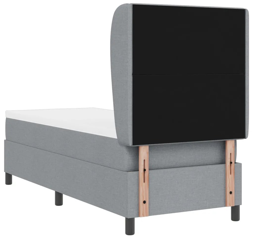 Boxspring Ágy Mattal Világosszürkében, 80x200 cm, Szövet