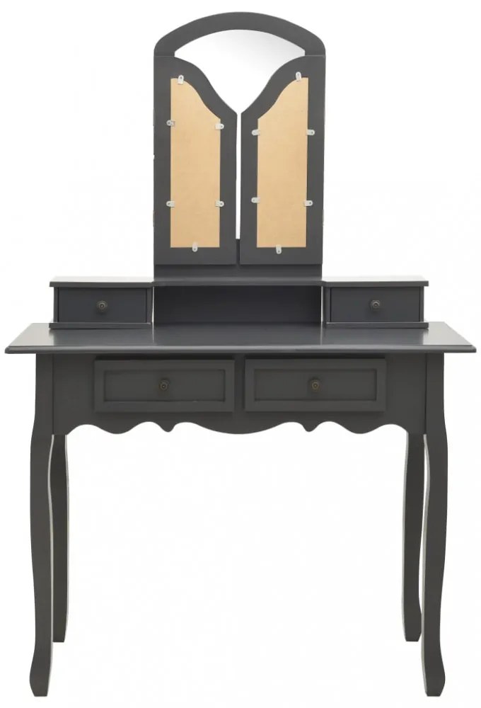 szürke császárfa fésülködőasztal-szett ülőkével 100x40x146 cm