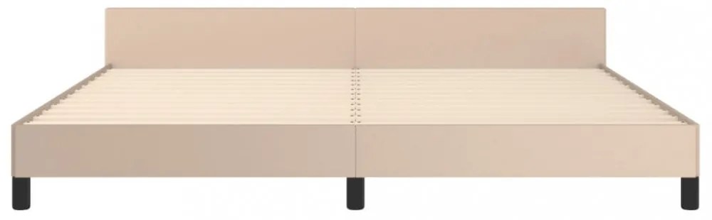 cappuccino színű műbőr ágykeret fejtámlával 200x200 cm