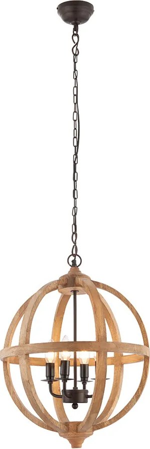 ENDON 73575 TOBA Klasszikus Függesztett Lámpa Antik Bronz, Világos Fa E14 IP20