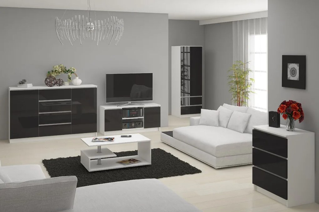 TV asztal Dariel  (fehér + fényes grafit). 1069773
