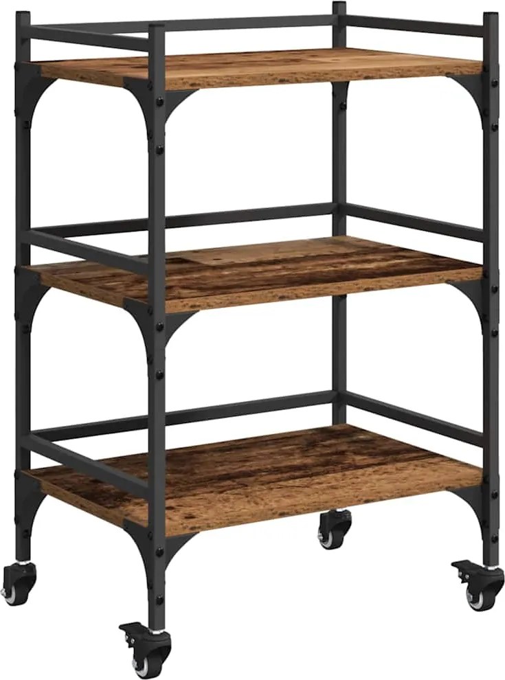vidaXL Konyhai kocsi Öreg fa 50 x 35 x 75.5 cm Faanyag