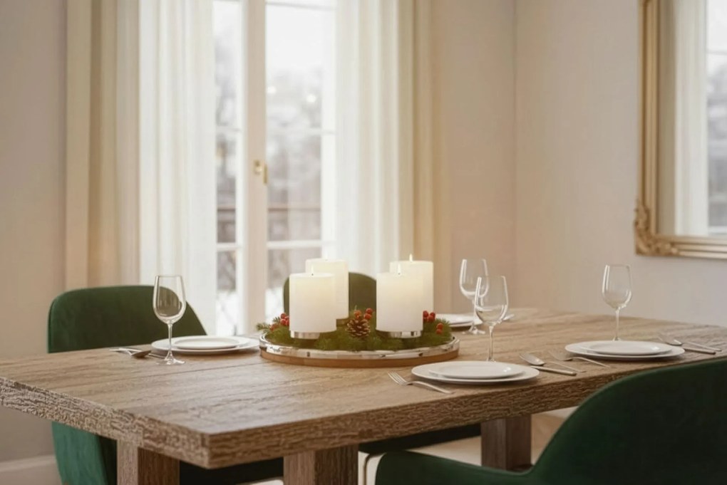 Lani adventi koszorú (Ø 34 cm), mangófa, rozsdamentes acél szegéllyel - EDZARD