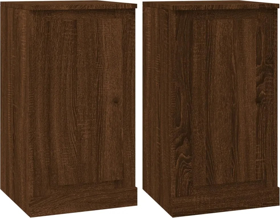 vidaXL 2 db barna tölgy színű szerelt fa tálalóasztal 37,5x35,5x67,5