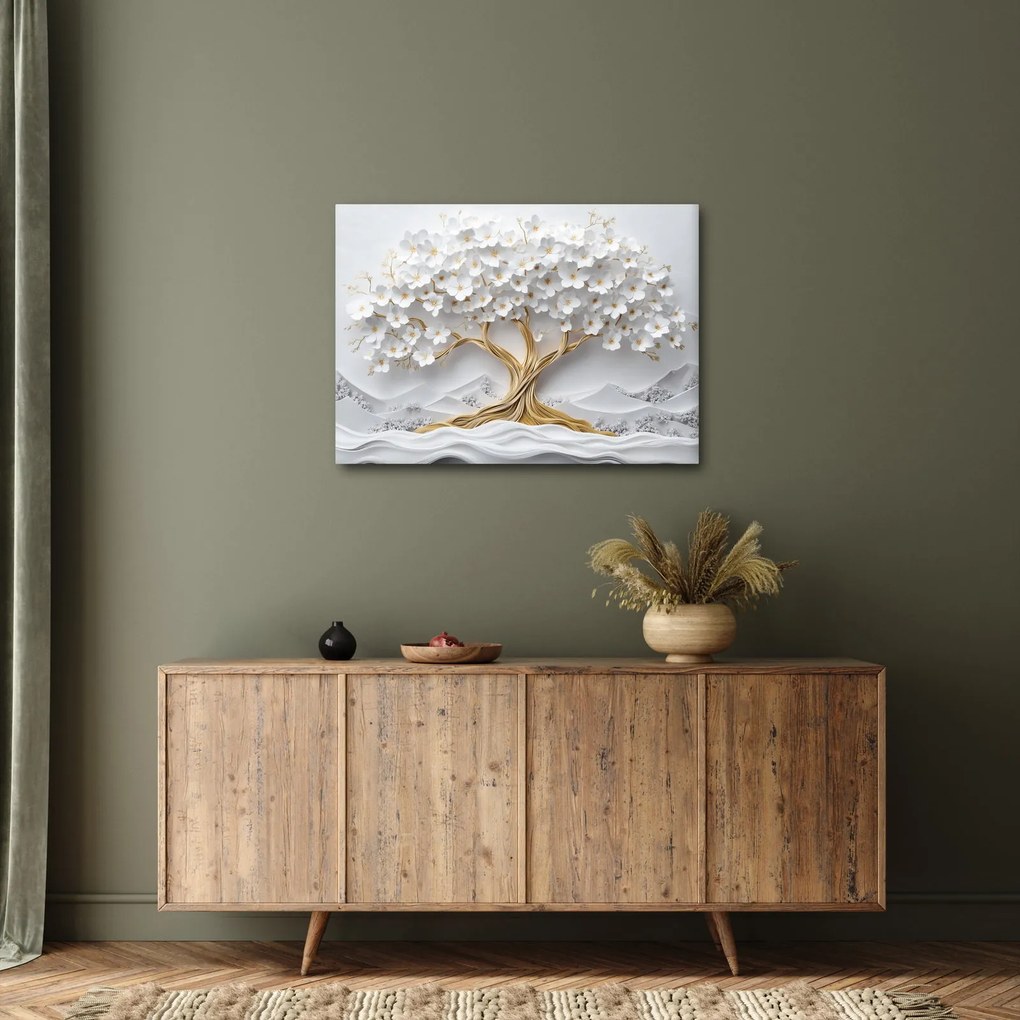Kép – 3D elegáns életfa virágokkal (70x50 cm)