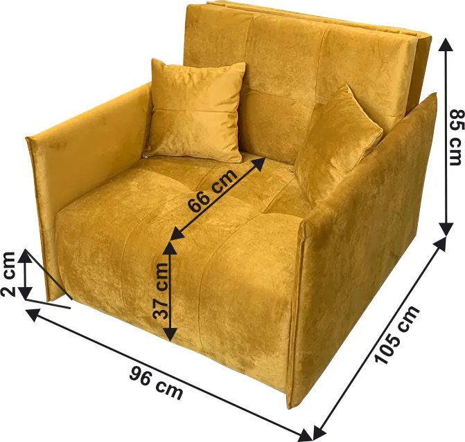 Kinyitható fotel, mustár színű szövet Riviera, ALANA