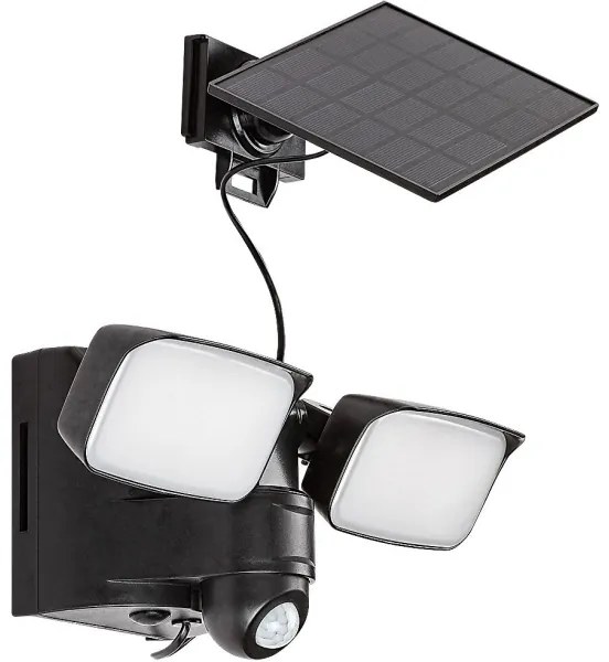 Rabalux 77091 - LESZNO LED napelemes fali lámpa 2x5W, IP54, fekete