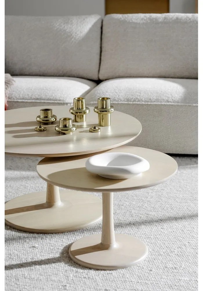 Natúr színű kerek dohányzóasztal tölgyfa dekorral 60x60 cm Hobart – Rowico