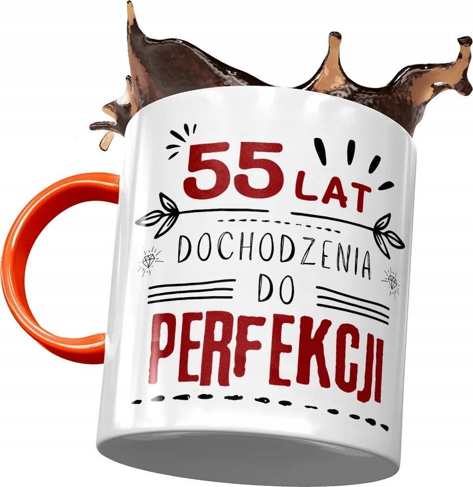 Narancssárga bögre Születésnapra 55 55-es 55-ös, fényképes nyomattal