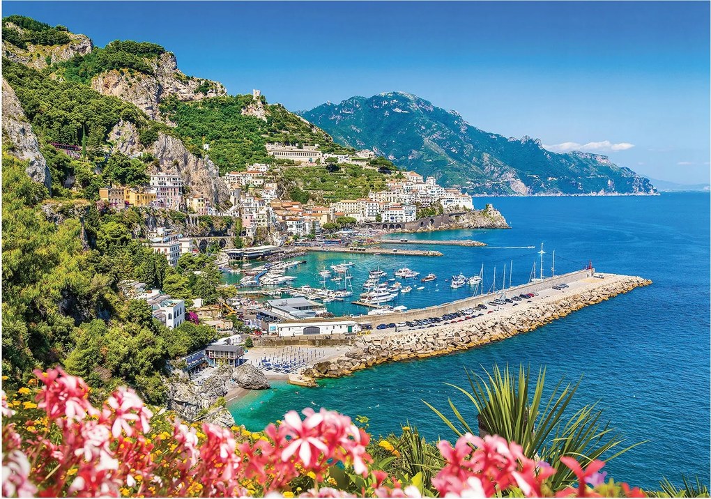 Háttérkép Amalfi Olaszország napsütötte táj tenger kilátás panoráma 200x140 +ragasztó