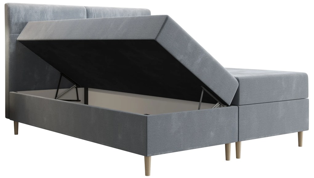 Franciaágy  Boxspring 180 cm Saruta (sötétszürke) (matraccal és tárolóhellyel). 1047389