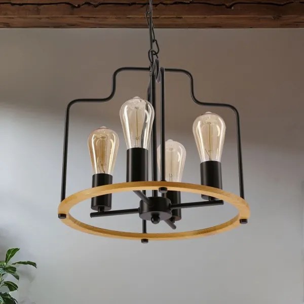 Láncos csillár DATUS 4xE27/40W/230V fekete/barna