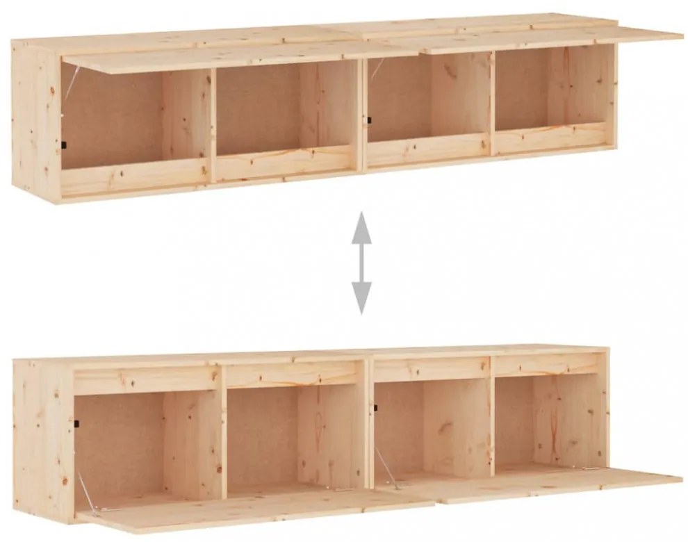 2 db tömör fenyőfa faliszekrény 80 x 30 x 35 cm