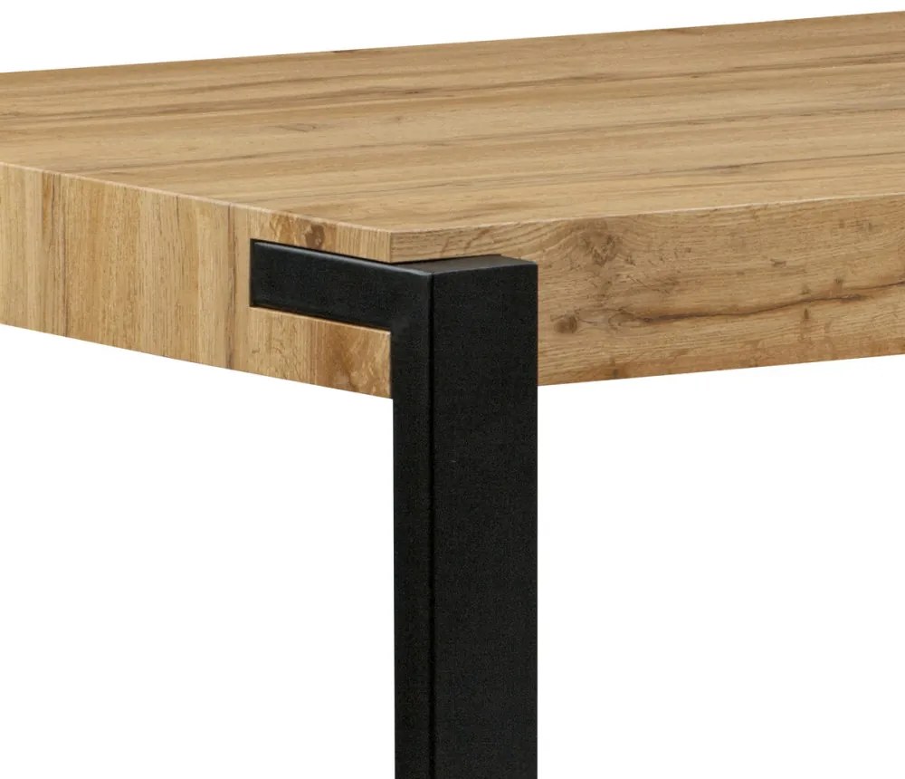 Étkezőasztal 140x88x76, MDF lap dekor vad tölgy, vastagság 100mm, fekete matt fém