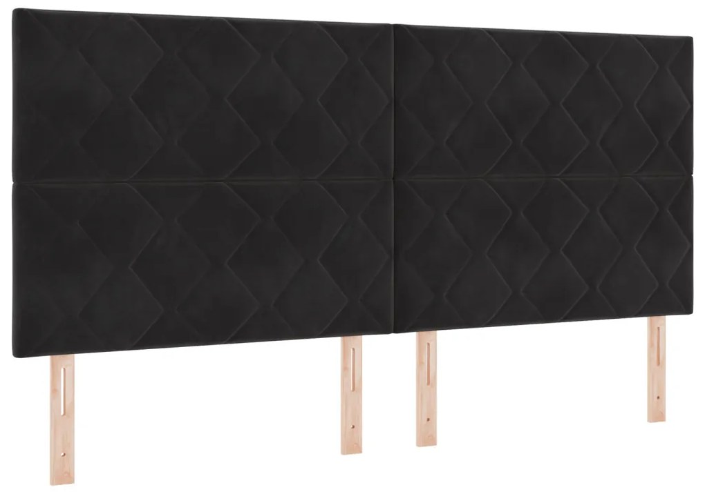 Boxspring Ágy Mattal Fekete 200x200 cm Bársony