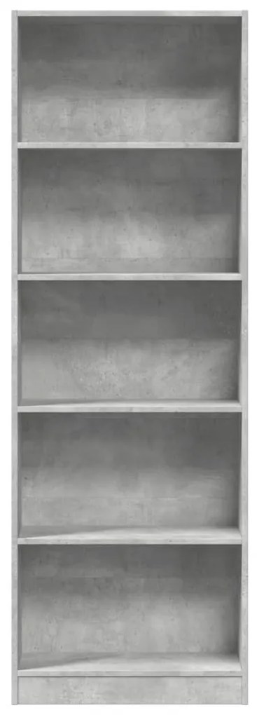 betonszürke szerelt fa könyvespolc 60 x 24 x 176 cm