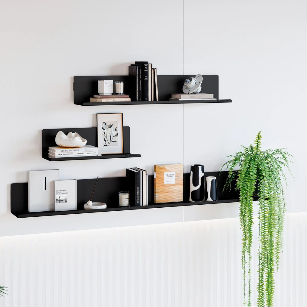 Fali polc JOANNE 700 mm, fekete