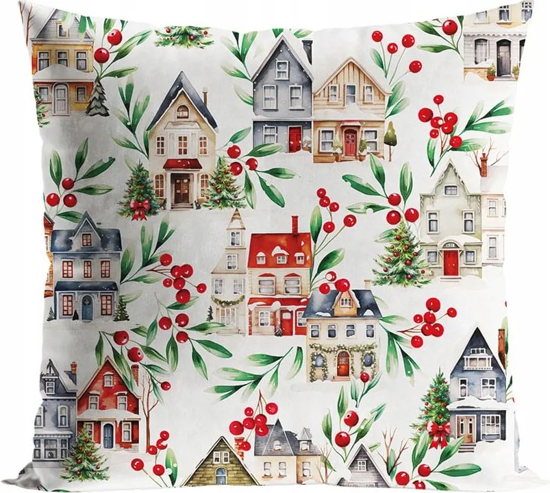 Karácsonyi párnahuzat Velúr 45x45 Téli város