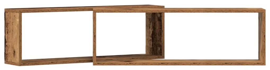 Fali Polcok 2 db Régi Fa 80x15x26 cm Műanyag Fa