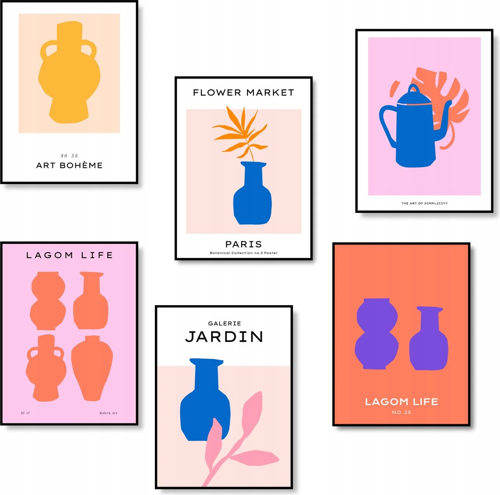 Poszter Absztrakt Szett 6 db-os Hálószoba Dekoráció A4 *Sok minta*