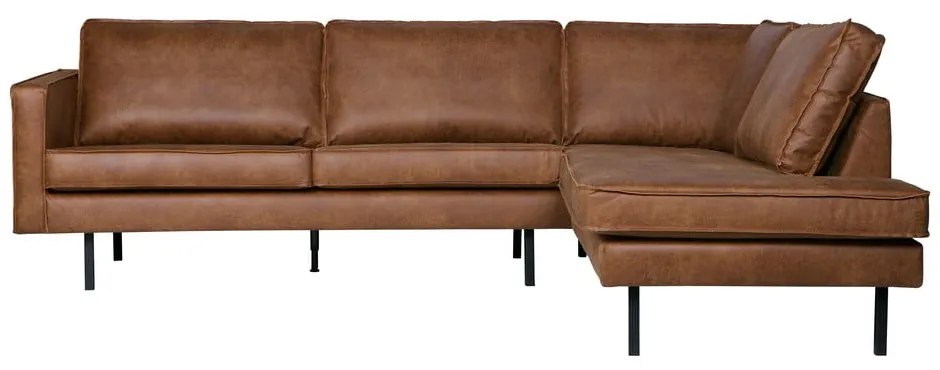 Barna bőrutánzat sarokkanapé (jobb oldali-L alakú) Rodeo – WOOOD