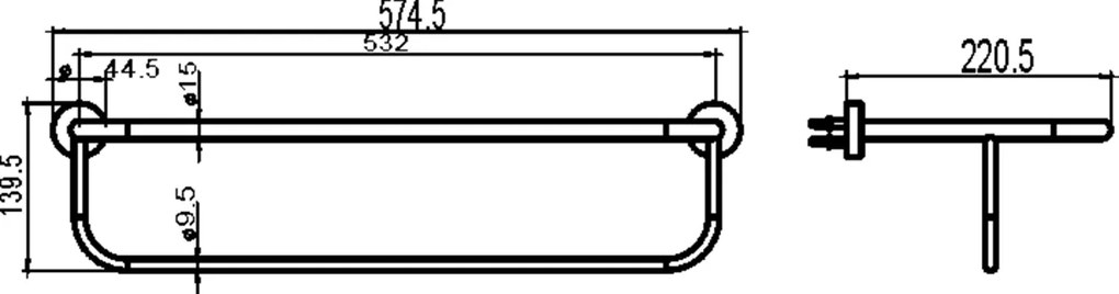 Novaservis - Nagyméretű törölközőtartó függönnyel 550 mm króm, 6845.0