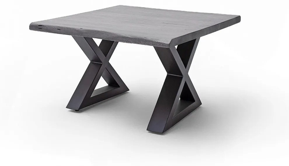 CARTAGENA dohányzó asztal akácfa 75x75cm - X alakú antracit szürke lábbal - Szürke