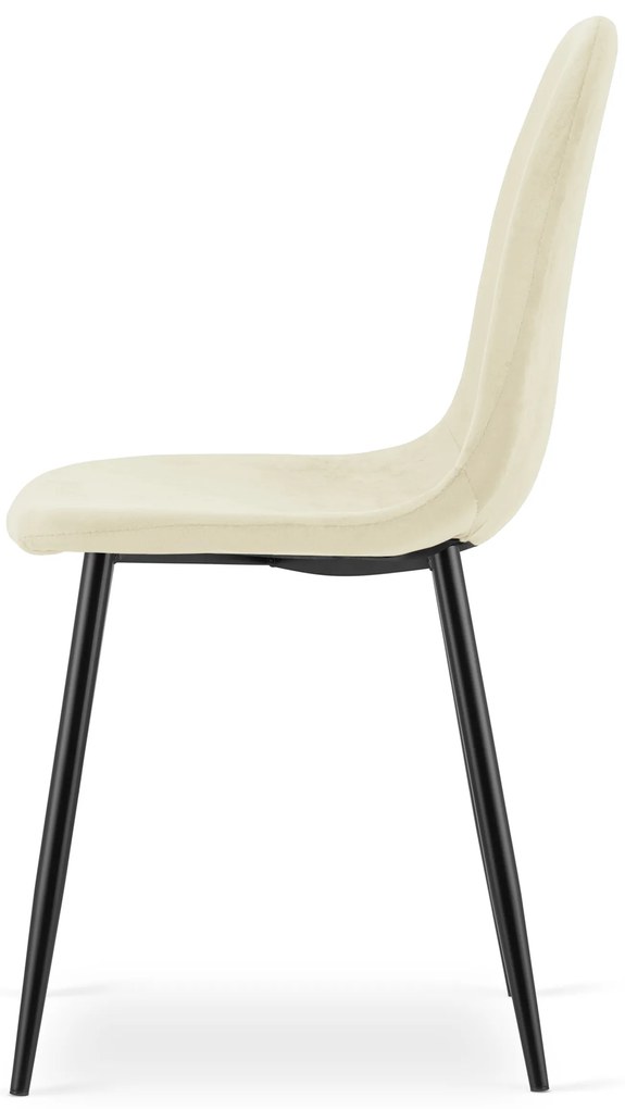 Bézs bársony szék COMO fekete lábakkal
