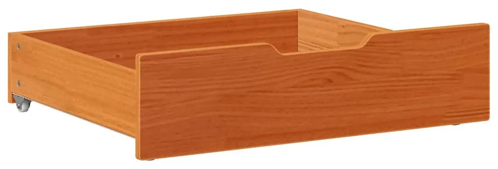 2 db viaszbarna tömör fenyőfa ágy alatti fiók 75 x 55 x 16 cm